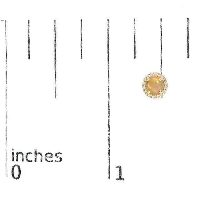 Early 21st Century 10K Yellow Gold Opal and 1/6 Cttw Diamond Halo Stud Earring For Sale - Image 5 of 5