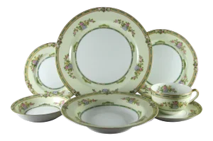 1920s Antique Noritake Alicia Floral China Service for 8 Dinnerware Set - 56 Piece