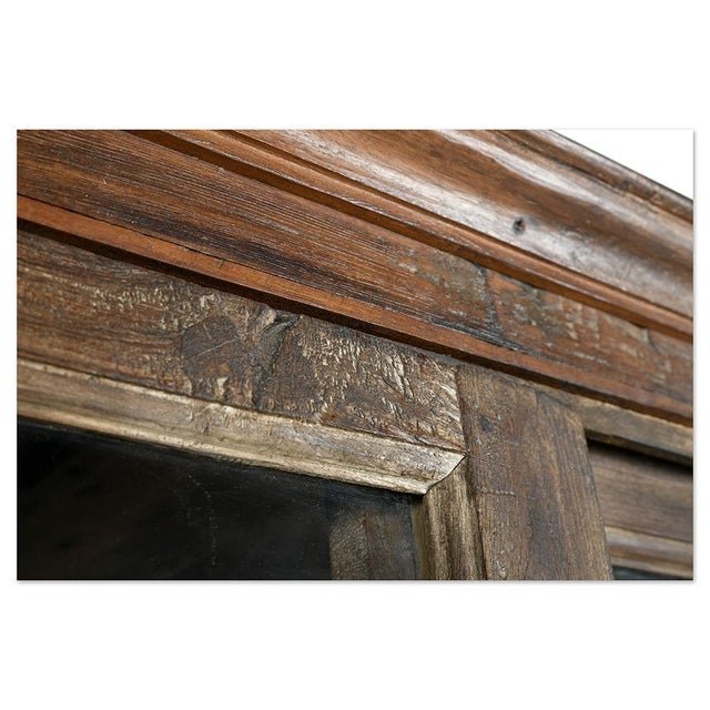 Brown Large Solid Wood Display Case with Sliding Doors For Sale - Image 8 of 10