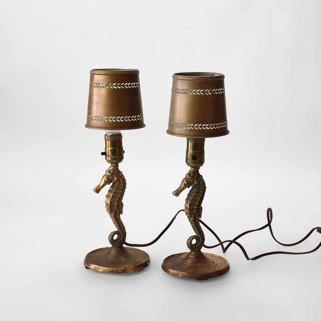 Oscar Bach Pair of Antique Oscar Bach Inspired Arts & Crafts Bronze Figural Seahorses C1920 For Sale - Image 4 of 7