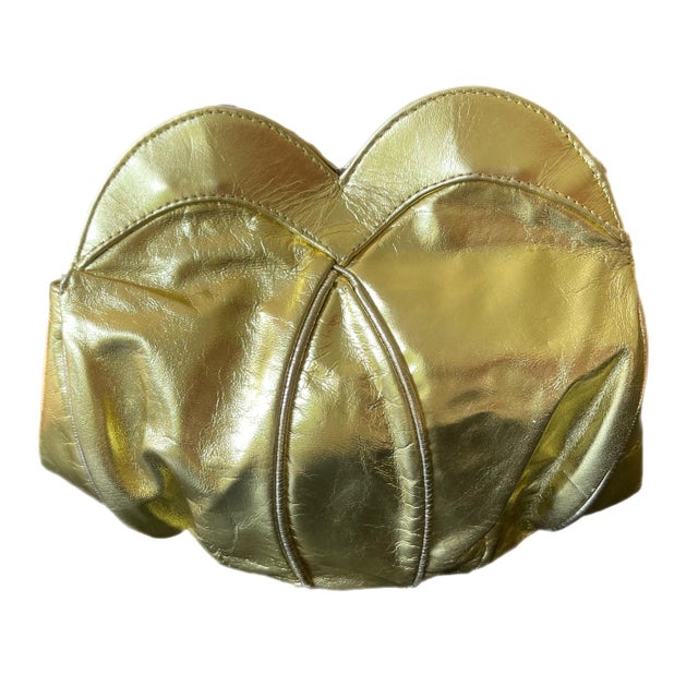 Italian Andrea Carrano Gold Leather Disco Bag For Sale - Image 4 of 10