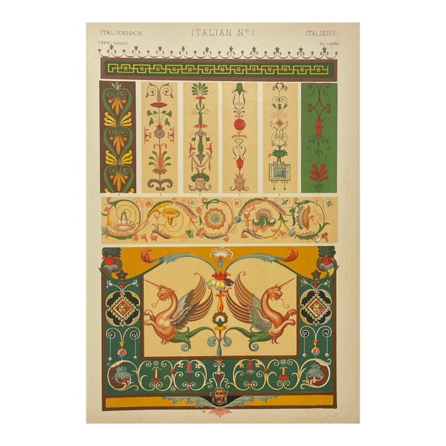 Italian Grammar of Ornament Chromolithgraph by Owen Jones For Sale