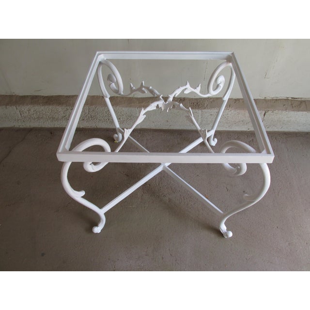 French Vintage 1960s Painted Aluminum Side Table in the Style of Jean-Charles Moreux For Sale - Image 3 of 9