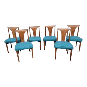 Mid Century Modern Lawrence Peabody Dining Chair Newly Reupholstered in Leather - Set of 6