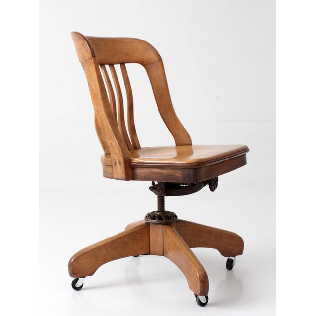 Antique Spritzer's Wood Swivel Desk Chair For Sale - Image 13 of 17