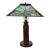 Antique Arts & Crafts Slag Glass Oak Table Lamp For Sale