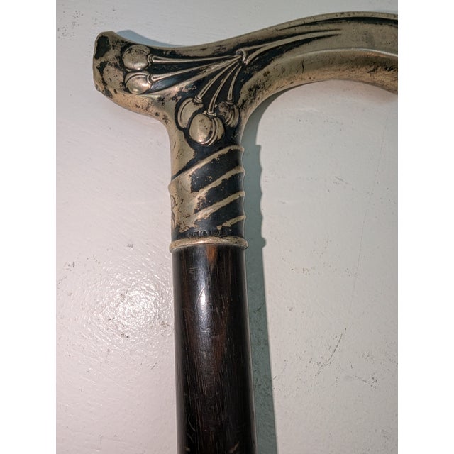 Wood Art Nouveau Walking Stick in 800 Silver, 1890s For Sale - Image 7 of 8