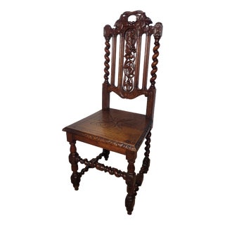 Jacobean Style Gothic Hall Chair, 1890 For Sale