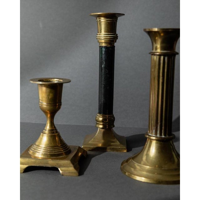 Vintage Brass Candleholders, 1940s, Set of 3 For Sale - Image 4 of 11