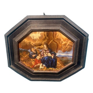 Unknown, Depicting the Holy Family with St. John offering a fruit to Baby Jesus, 1700, Onyx For Sale