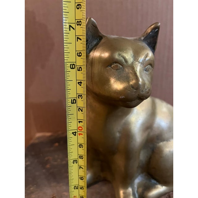 Brass Large Vintage Brass Cat Figurine For Sale - Image 8 of 10