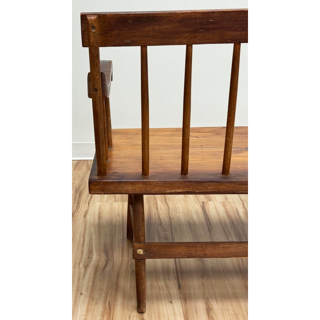 Antique Wood Spindle Back Deacons Bench For Sale - Image 14 of 16
