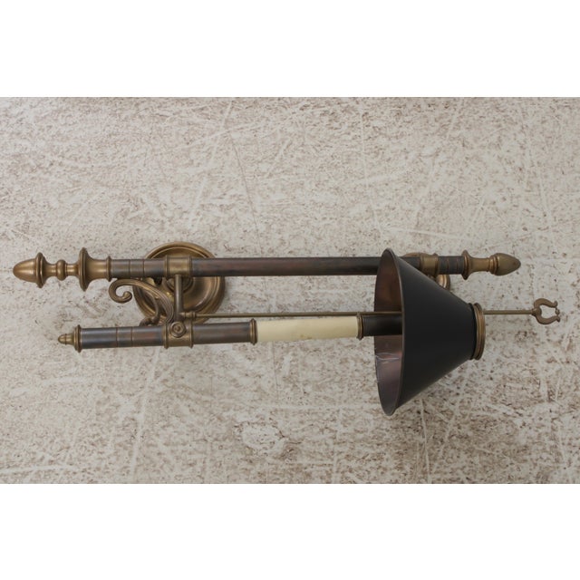 1970s 1970s Chapman Traditional Brass Tole Shade Wall Lights - a Pair For Sale - Image 5 of 14