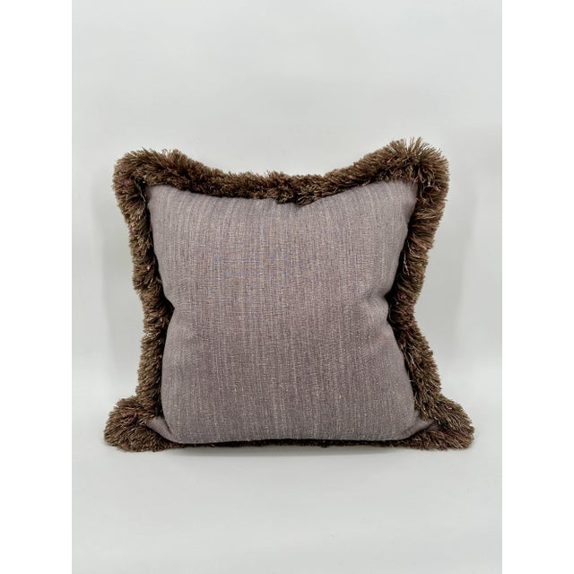 Cut Velvet Multicolor Stripe Lavender Silk Fringe Pillow For Sale In Greensboro - Image 6 of 10