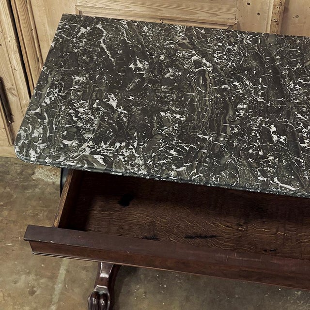 Wood 19th Century French Louis Philippe Period Mahogany Marble Top Console For Sale - Image 7 of 18