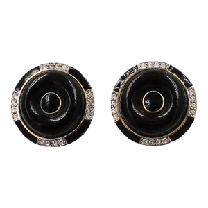 1980s Kenneth Lane Deco Style Black Earrings - 2 Pieces
