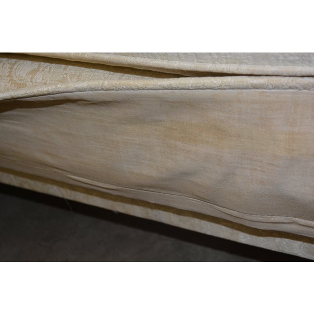 Vintage Henredon Schoonbeck Curved Back Cream Embossed Tufted Settee / Sofa For Sale - Image 12 of 15