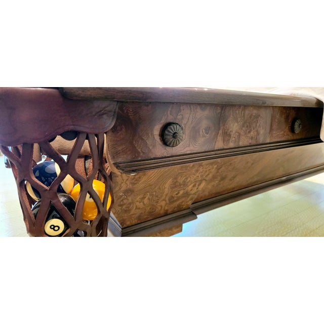 Antique Burled Walnut Billiards Table, Circa Late 1800's For Sale - Image 9 of 12
