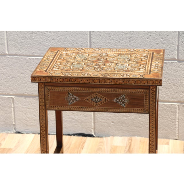 Vintage Moroccan Inlaid Nesting Tables | Moorish Geometric Side Tables Set of 3 For Sale - Image 4 of 18