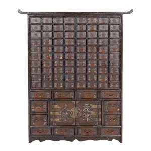 Fine Antique Tall Korean Medicine Chest Yakchang Provenance