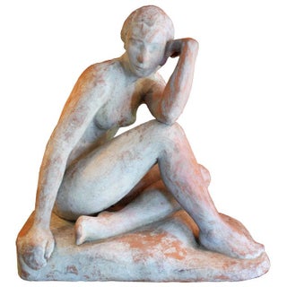 1948 Original Clay Sculpture of a Lady For Sale