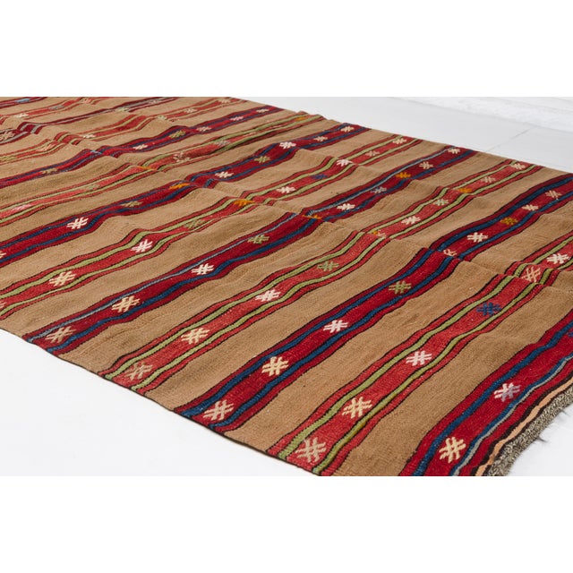 1960s Handwoven Striped Tribal Rug With Small Motifs For Sale - Image 9 of 10
