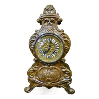 Vintage Early 20th Century French Majolica Clock For Sale