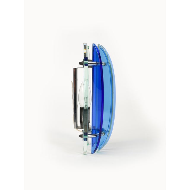 Mid-Century Wall Sconces in Colored Glass & Chrome attributed to Veca, Italy, 1970s, Set of 2 For Sale - Image 11 of 17