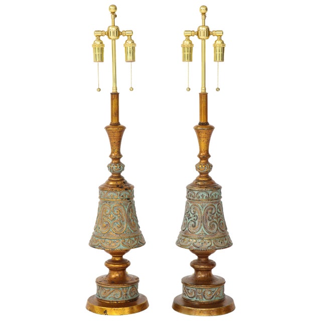 1960s Italian Hollywood Regency Style Lamps - a Pair For Sale
