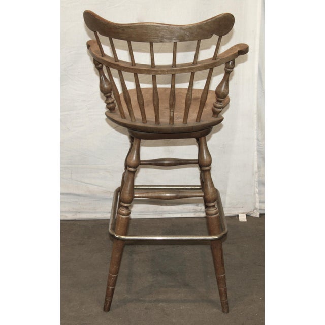 Vintage Captain Wooden Bar Stool For Sale - Image 4 of 4