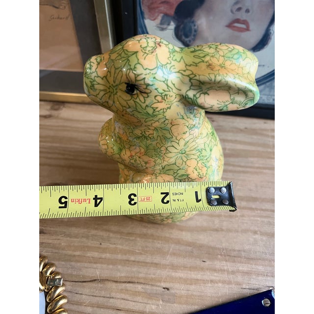 Ceramic 1970s Decoupage Ceramic Floral Bunny Sculpture For Sale - Image 7 of 8