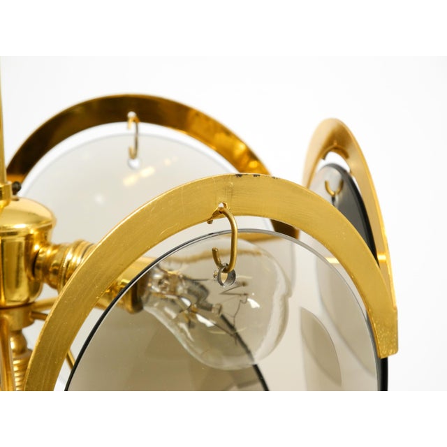 Large Brass Pendant Light with Large Round Glass Plates, 1960s For Sale - Image 17 of 18