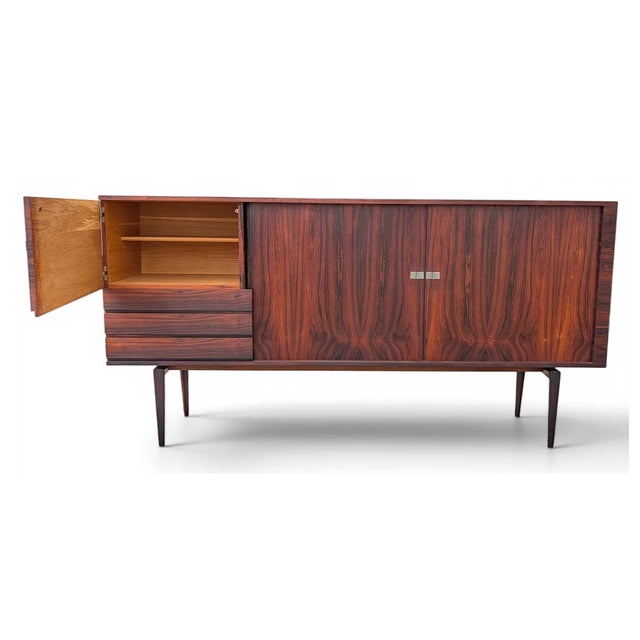 Wood 1950s Large H.W. Klein by Bramin Sideboard / Credenza W Tambour Doors, Attributed For Sale - Image 7 of 8