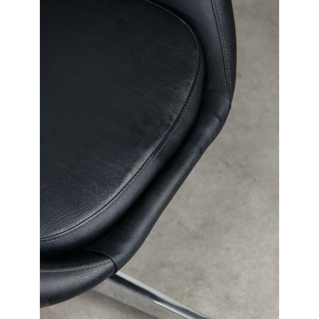 Black Vintage Italian Black Leatherette and Chrome Swivel Chair, 1970s For Sale - Image 8 of 18