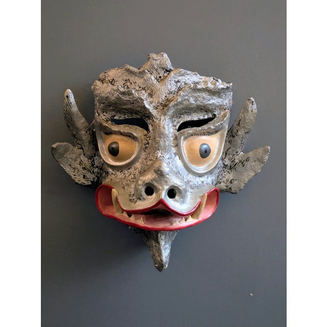 Chinese Vintage Chinese Paper-Maché Folk Art Dragon/Demon Mask For Sale - Image 3 of 9