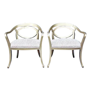 1980s Modern Weiman Curved Armchairs, a Pair