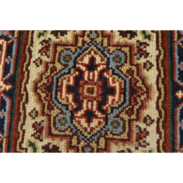 Heriz Rug 1’11” X 3′ Ivory Wool Tribal Hand-Knotted Oriental Carpet For Sale - Image 4 of 8