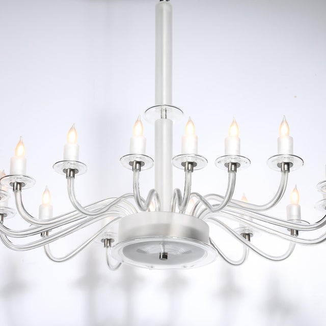 Mid-Century Modern Mid-Century Modern Classical Hand-Blown Murano Glass 16-Arm Chandelier For Sale - Image 3 of 18