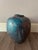 Raku Studio Pottery Vase Copper Blue Luster Glaze Signed For Sale - Image 4 of 7