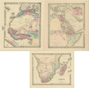 Antique Maps of Africa by Colton, 1855, Set of 3