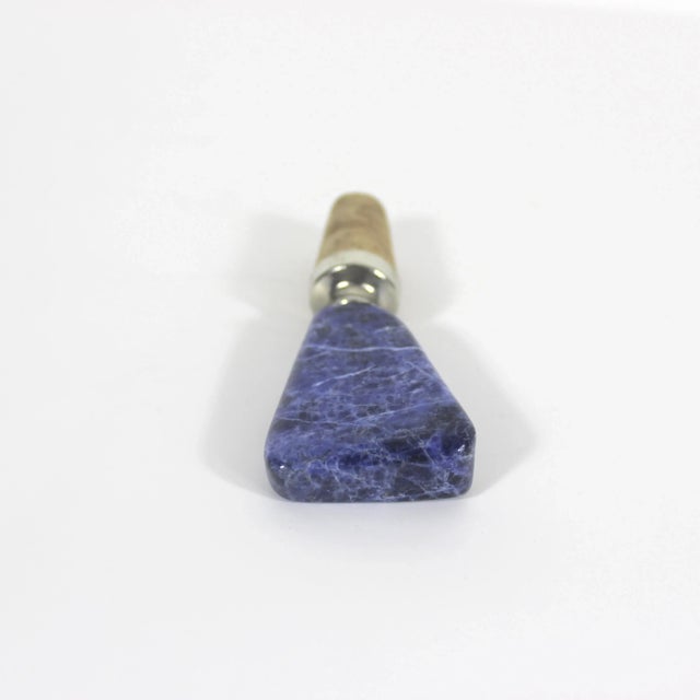 Wood Vintage Bottle Stopper Sodalite Blue Wine Cork Semiprecious Stone For Sale - Image 7 of 10