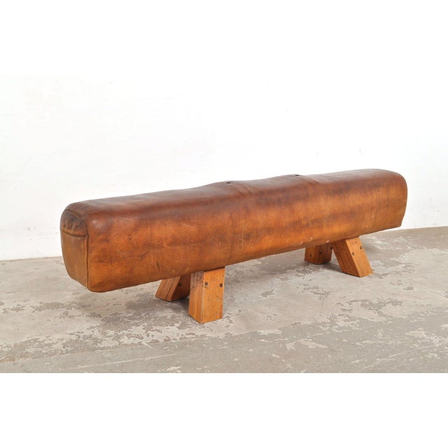 Brown Leather Gymnastic Horse Bench, 1940s For Sale - Image 8 of 10
