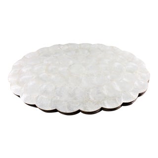 Vintage Capiz Shell Oval Scalloped Place Mats - Set of 6 For Sale