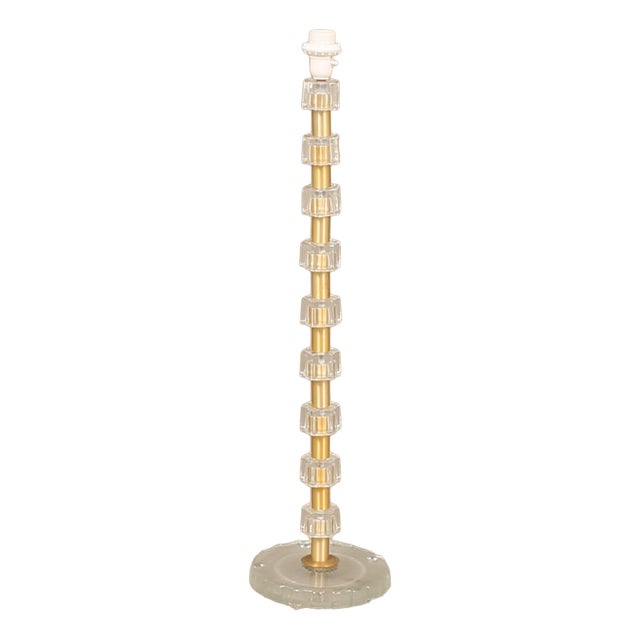 Lamp in Clear Cast Glass and Brass from Nybro Armaturfabrik, Sweden, 1960s For Sale