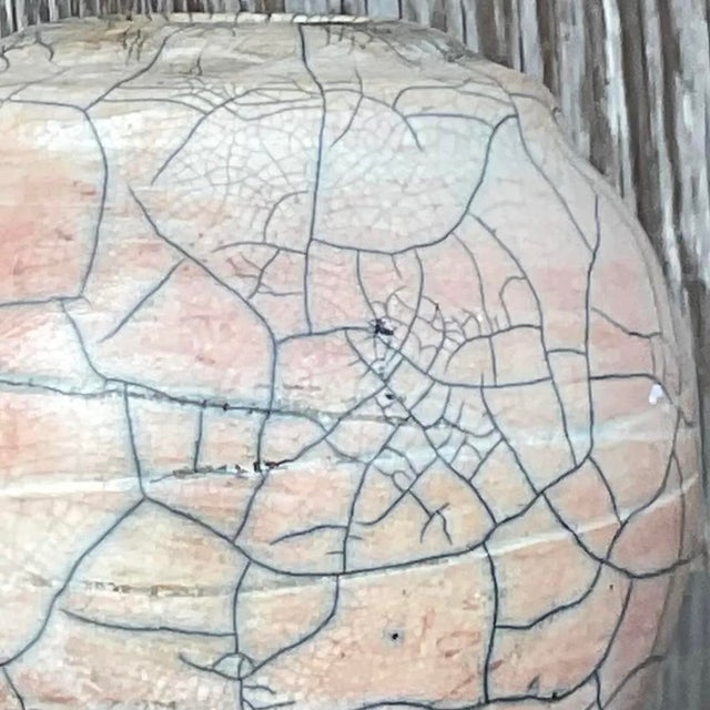Vintage Boho Raku Fired Vase For Sale - Image 12 of 12