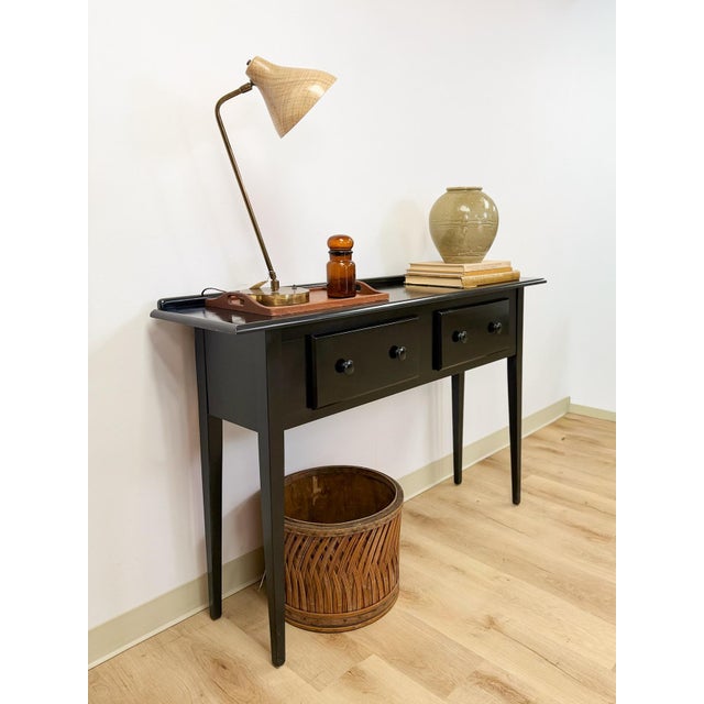Nichols and Stone Solid Black Wood Console Two Drawers Modern Transitional For Sale - Image 9 of 16