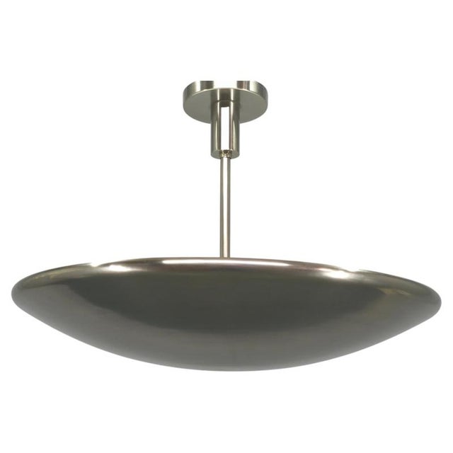 Bauhaus Indirect Pendant Light in Nickel, Czechoslovakia, 1930s For Sale - Image 9 of 9