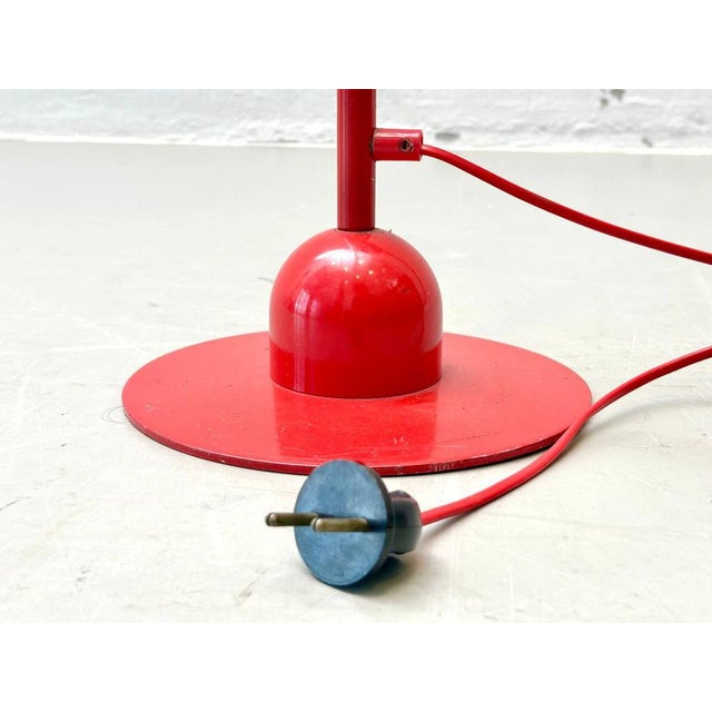 Red Metal Gooseneck Floor Lamp, 1970s For Sale - Image 13 of 14
