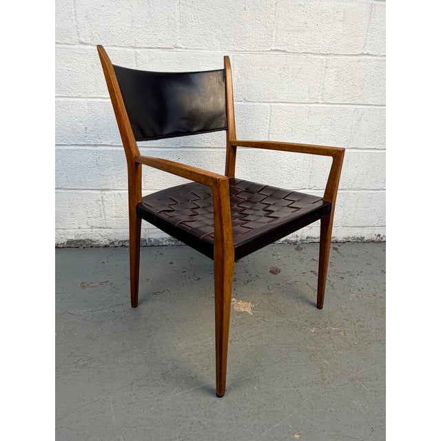 Mid 20th Century Attributed to Paul McCobb for Directional Irwin Collection Woven Leather Dinning Chairs For Sale - Image 9 of 14