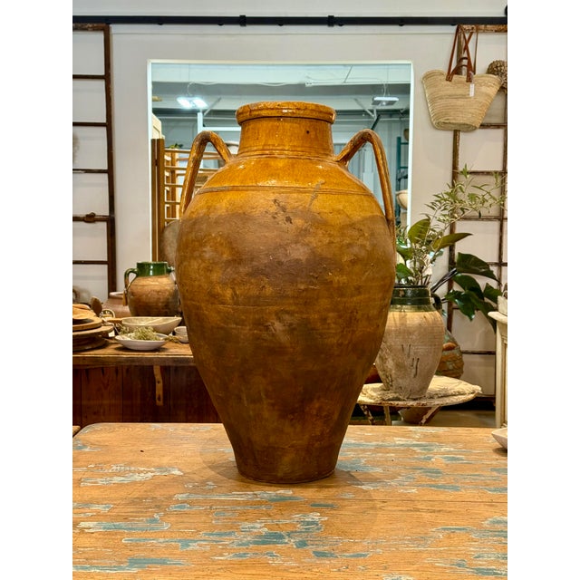 Rustic European Antique 19th-Century Spanish Olive Jar With Honey Glaze For Sale - Image 3 of 8